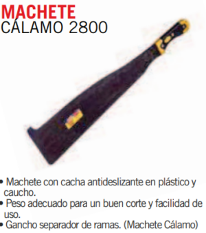 MACHETE CALAMO DE 21.5" CON CACHA PLASTICA Y CAUCHO CON GANCHO SEPARADOR DE RAMAS