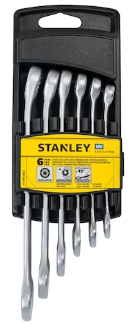 JUEGO DE LLAVES COMBINADAS EN MILIMETROS DE 8MM A 14MM CON MANGO ANTIDESLIZANTE * 6PZ REF-STMT73647-LA DISPLAY PLASTICO