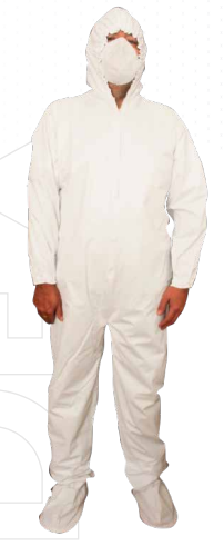 TRAJE ENTERIZO IMPERMEABLE TIPO ESCAFANDRA CON ZAPATON CALIBRE 18 DE ESPESOR EN PVC BLANCO TALLA-L
