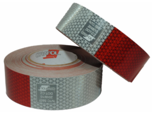 CINTA VEHICULAR REFLECTIVA V-92 DE 5CM DE ANCHO * 45.7MT DE LARGO EN COLOR BLANCO Y ROJO, CERTIFICADA