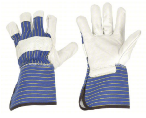 GUANTES DE CARNAZA Y TELA A RAYAS AZULES CON REFUERZO EN TALLA-XL * PAR