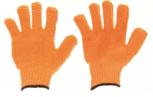 GUANTE EN ALGODÓN NARANJA CON PUNTOS EN PVC COLOR NARANJA TALLA-S * PAR