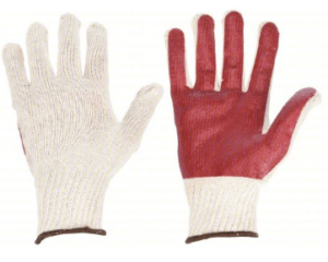 GUANTES EN ALGODÓN CON PALMA RECUBIERTA EN PVC ROJO TALLA-L * PAR
