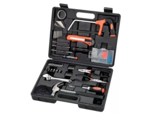 SET DE HERRAMIENTAS MANUALES POR 107Pz INCLUYE CAJA PLASTICA, BROCAS, ALICATES, MARTILLO, TORNILLOS, CHAZOS, LLAVES ALLEN, AJUSTABLE, DESTORNILLADOR Y PUNTAS REF- BMT107-LA